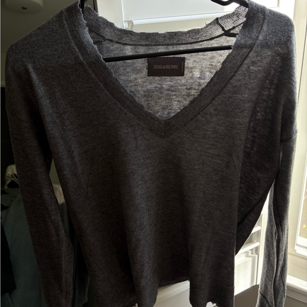 Zadig & Voltaire Dark Charcoal V-Neck Sweater